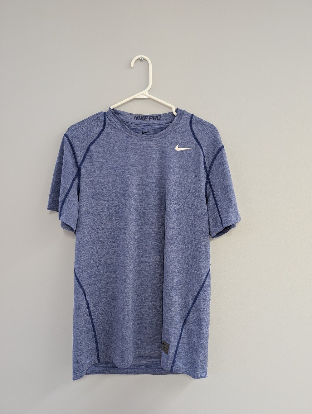 Nike Pro Heather Blue Short Sleeve Dri-FIT Training Tee